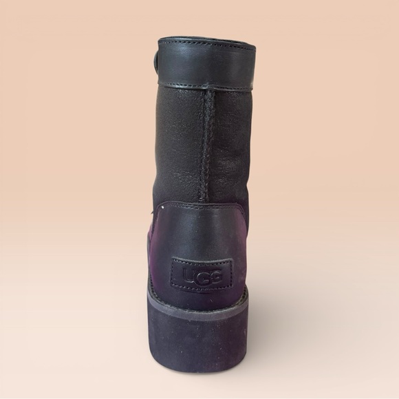 UGG Moto Punk Mini Women Ankle Boots Black Leather & Sheepskin Interior US Sz 8 - Picture 12 of 13